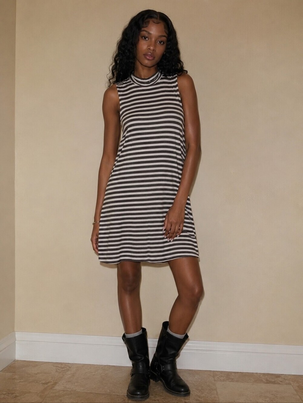 ❤️ GARAGE SLEEVELESS STRIPED JERSEY DRESS, SMALL